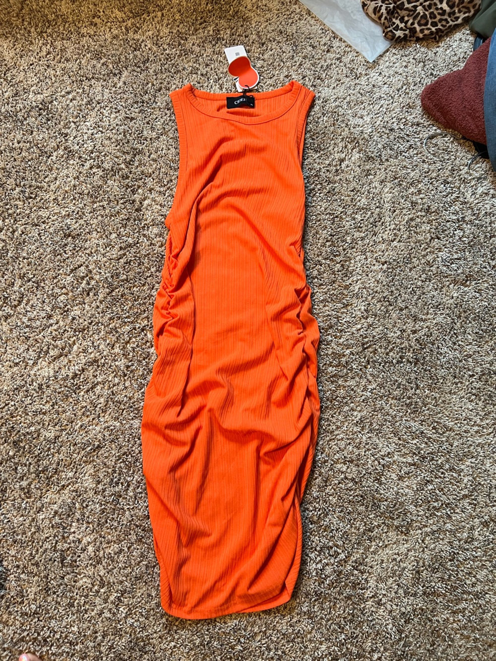 Cider Bright Orange Ribbed Tank